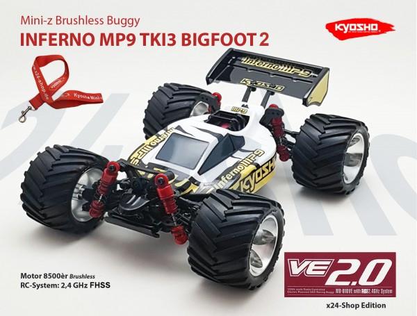 Mini-z Brushless Buggy#VE / FHSS / K.32293 / Brushless / INFERNO MP9 TKI3 BIGFOOT 2 | 32293-02WS-BF