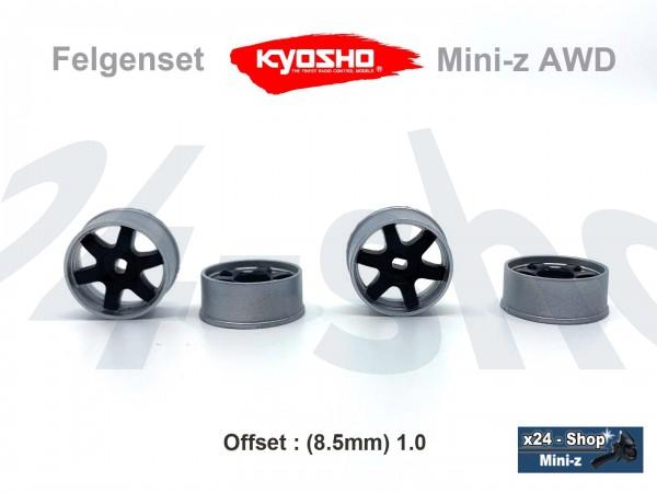 Felgenset Mini-z AWD 6-Speichen Design - black silver | x24FS1010bs
